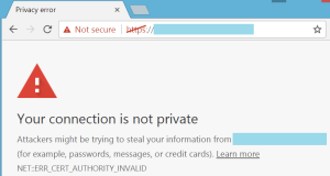 Error message displayed showing 