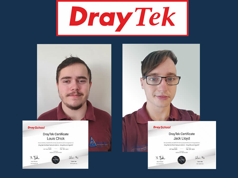 Two New DrayTek Certified Network Admins at Absolutely PC
